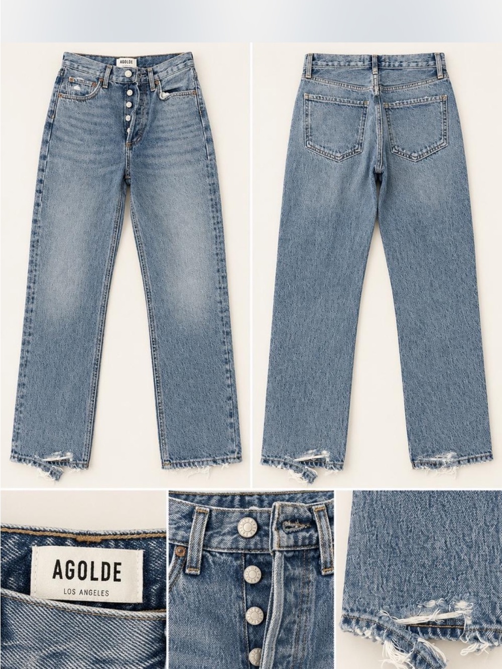 Agolde Straight-Leg High-Rise Jeans in Light Blue Wash